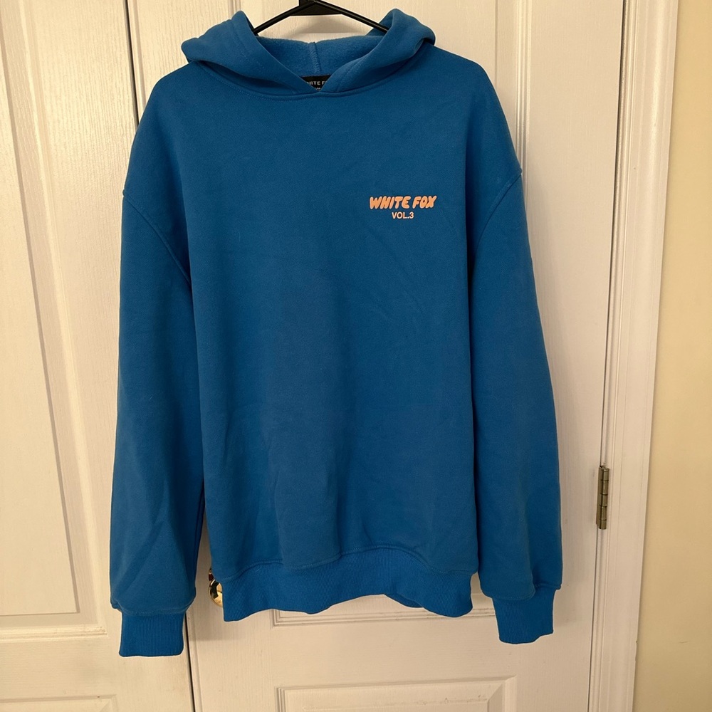 Blue and pink white fox hoodie size small